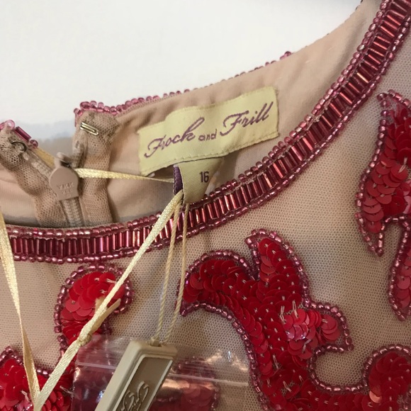 Frock and Frill red beaded dress with mesh insert - Picture 10 of 12